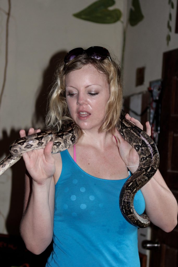 Brandy in Belize with a snake photo by Leah Ashburn